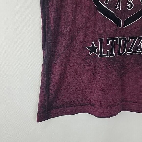 Affliction TShirt Mens Small Red Black All Over Print Burnout Crew Tee Live Fast - Picture 5 of 8